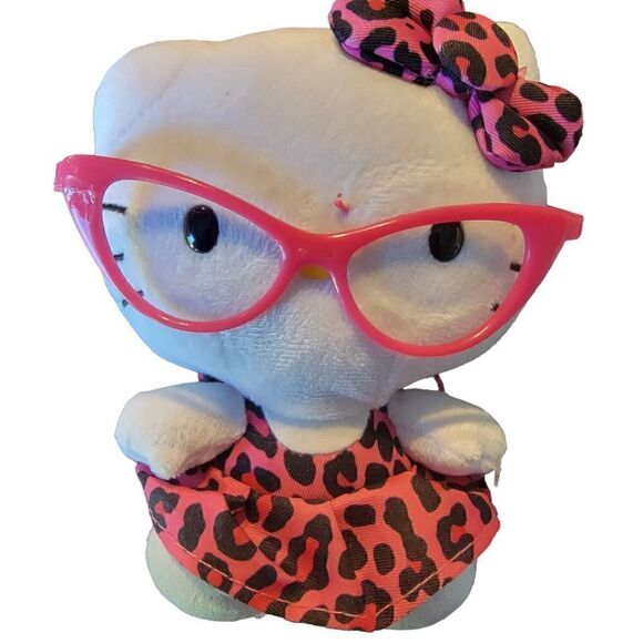 Sanrio Hello Kitty Pink Glasses 6 Inch Plush TY 2012 Beanie Babies - Picture 2 of 6